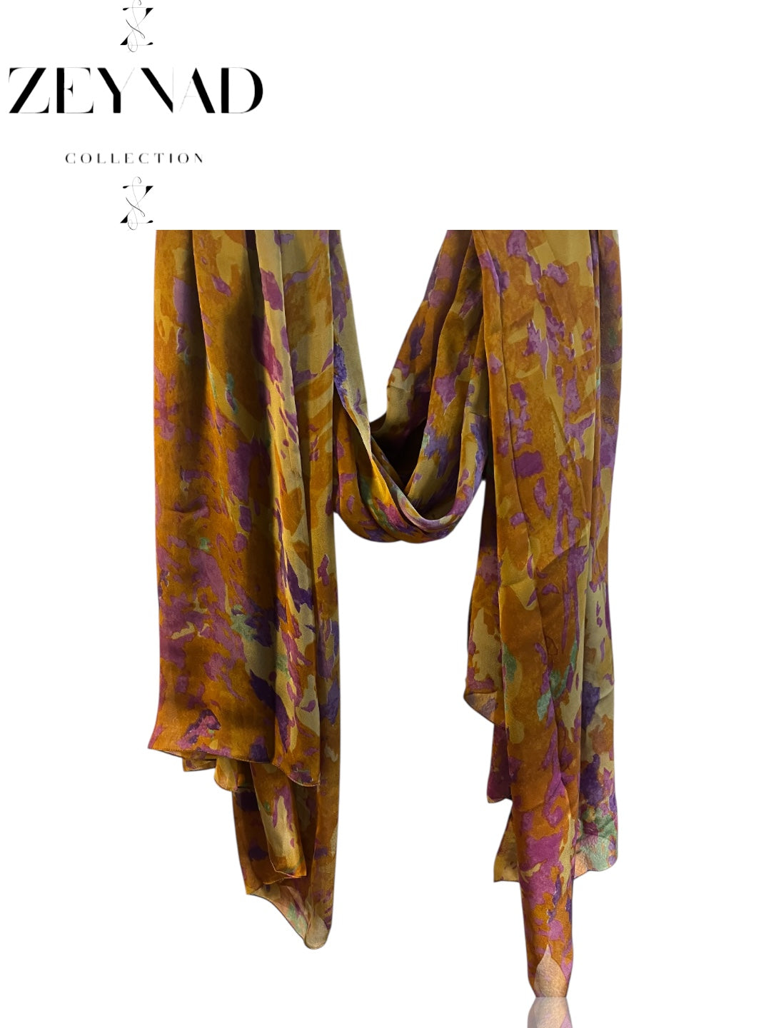 Stormy Gold Shadow Blossom Chiffon Hijab