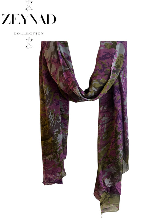 Mauve Shadow Blossom Chiffon Hijab