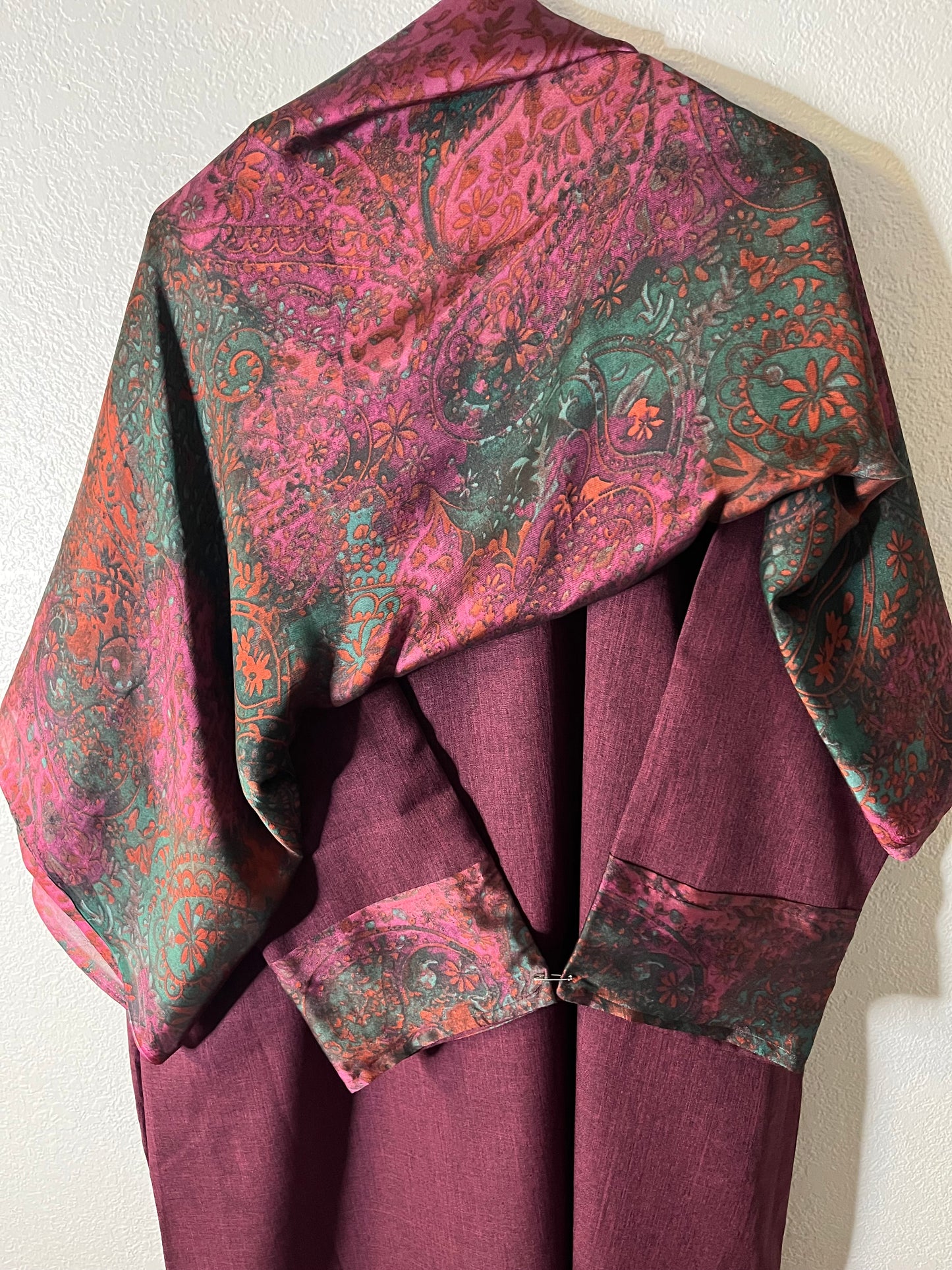 Pink burgundy & green matching dress & hijab set