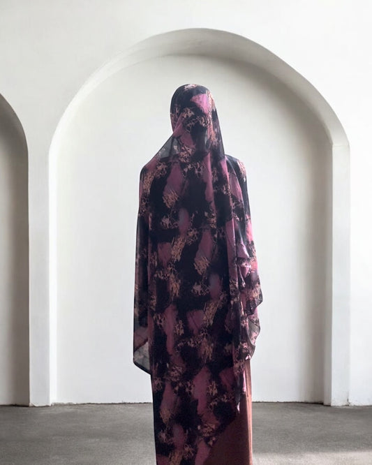 Fire Purple & Orange Mirage Chiffon Hijab