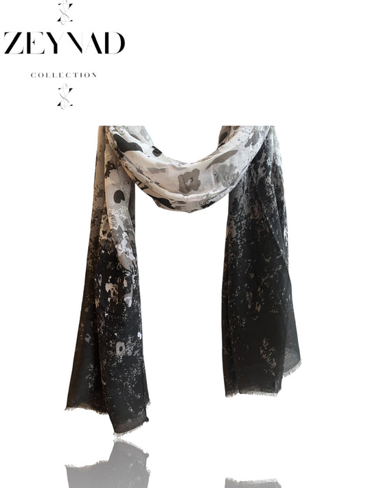 Autumn white & colorful black modal hijab