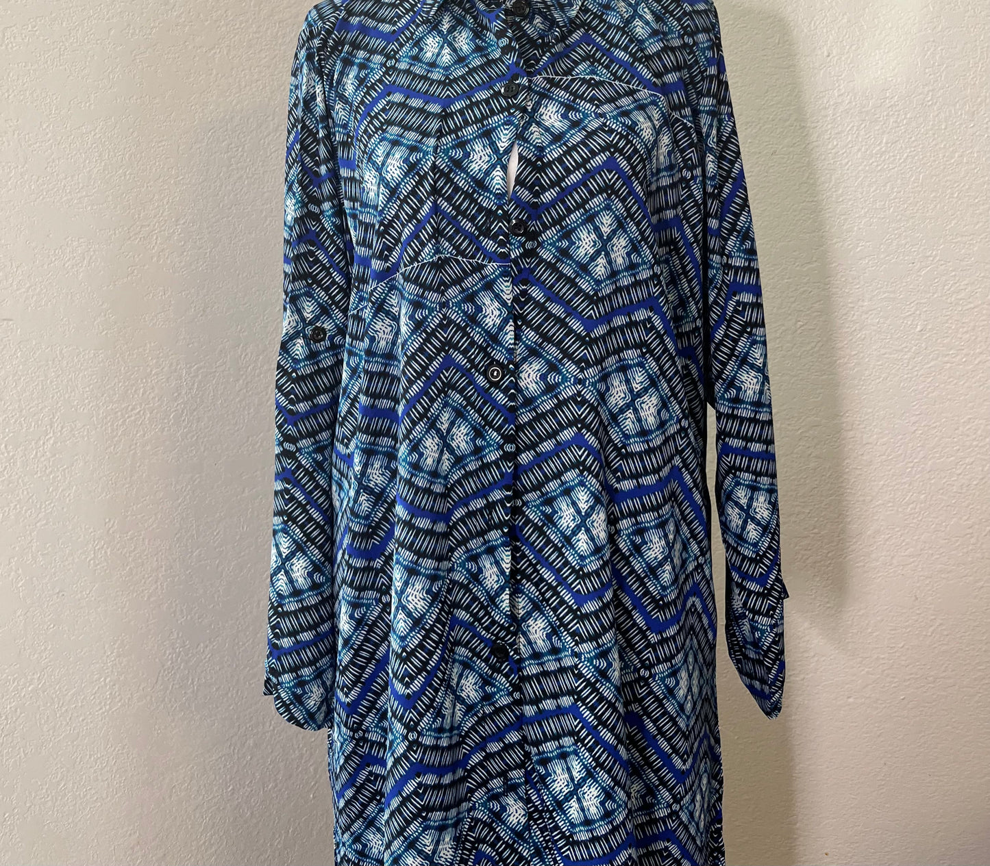 Blue & White Buttoned Dress