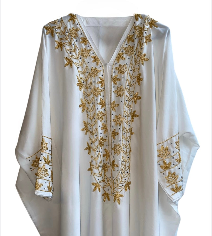 Angelic open Abaya with gold flower details