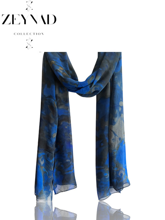 Vibrant camouflage blue chiffon hijab