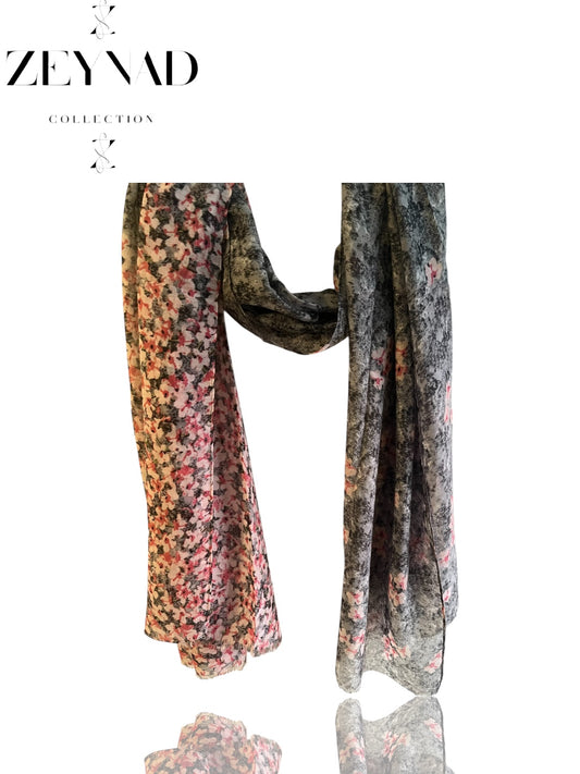 Light pink & grey Sakura modal hijab