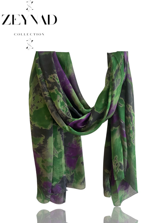 Purple and green tinted Chiffon hijab