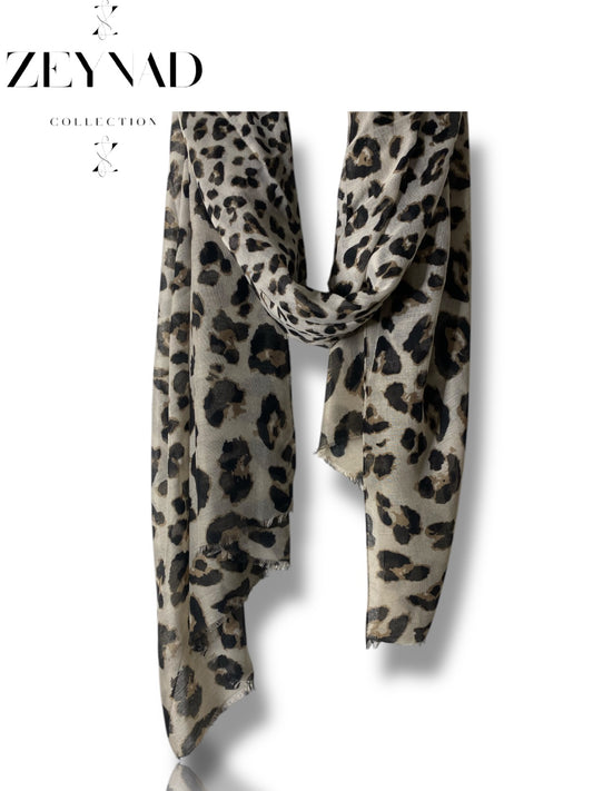 Light Bronze & Grey Cheetah Print Hijab
