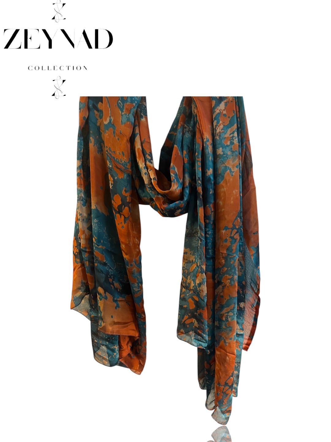 Teal Pumpkin Shadow Blossom Chiffon Hijab