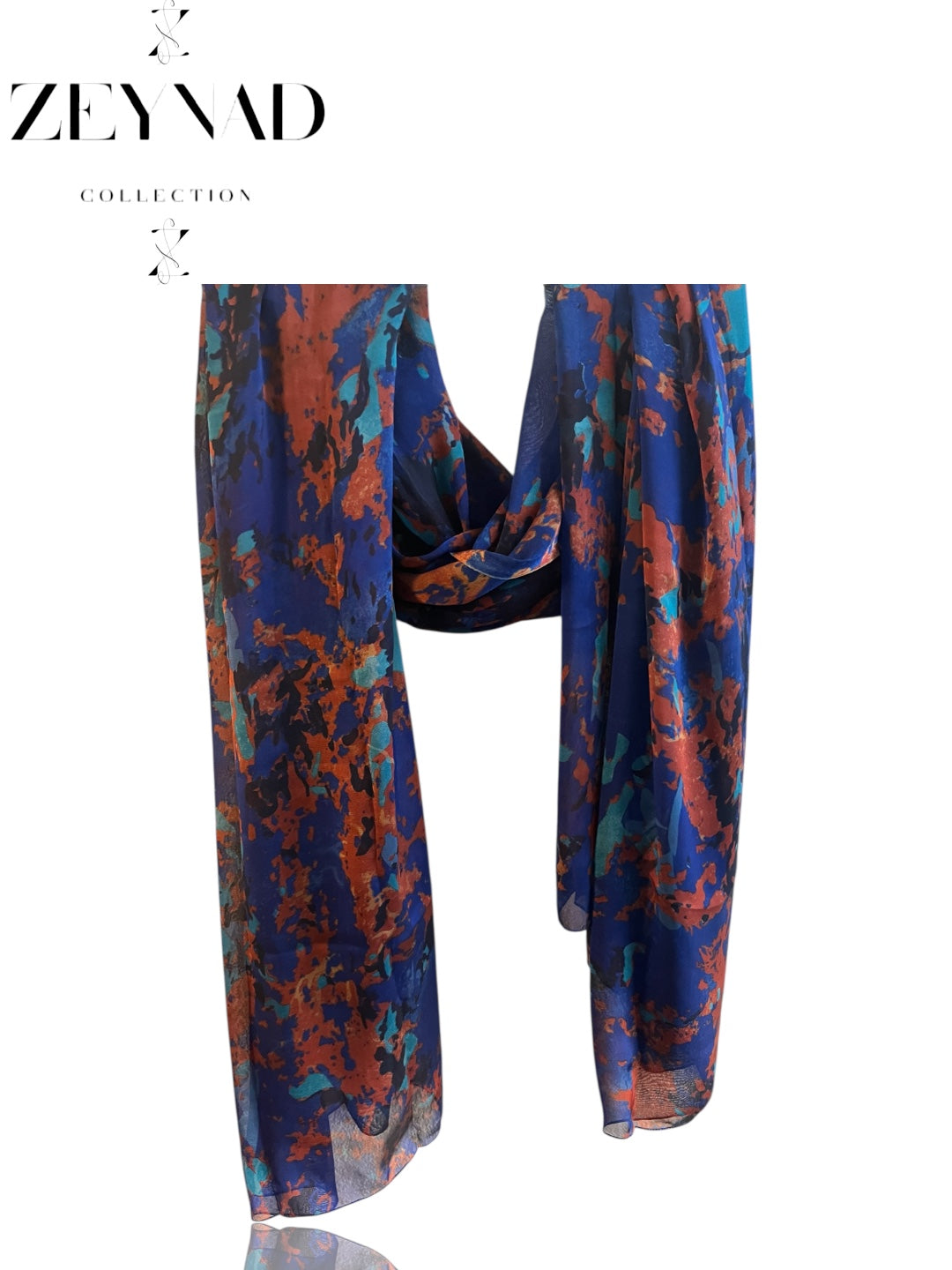 Seafoam Orange Shadow Blossom Chiffon Hijab