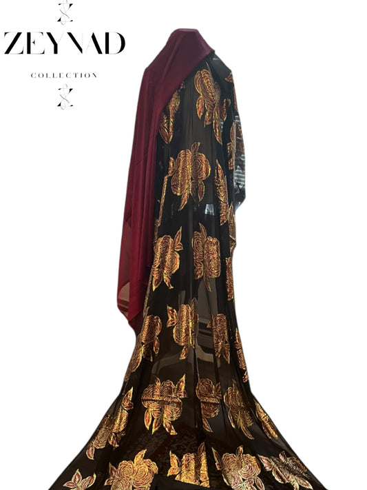 Fransawi Maroon & black sparkling traditional Dirac