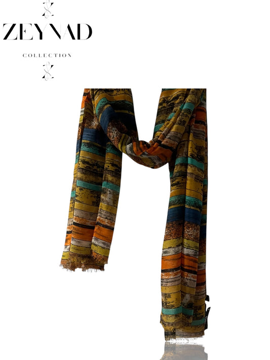 Mixture Orange & teal lined modal hijab