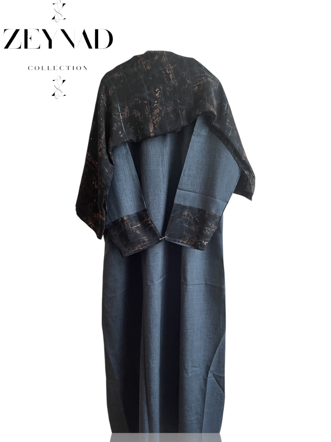 Intense navy blue-black matching dress & hijab set