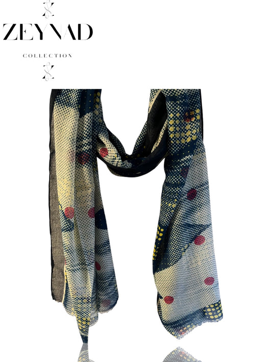 Blue & red dotted harmony modal hijab