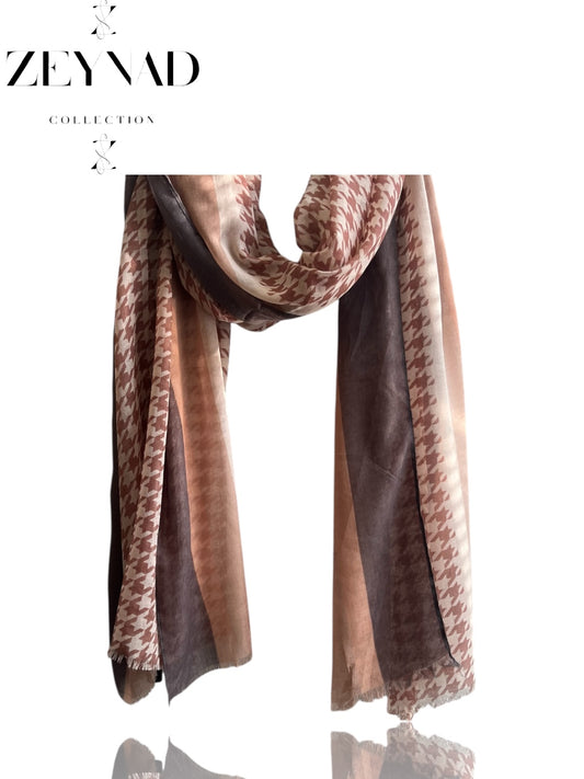 Light Pink & Dark Grey Keffiyeh Modal Hijab