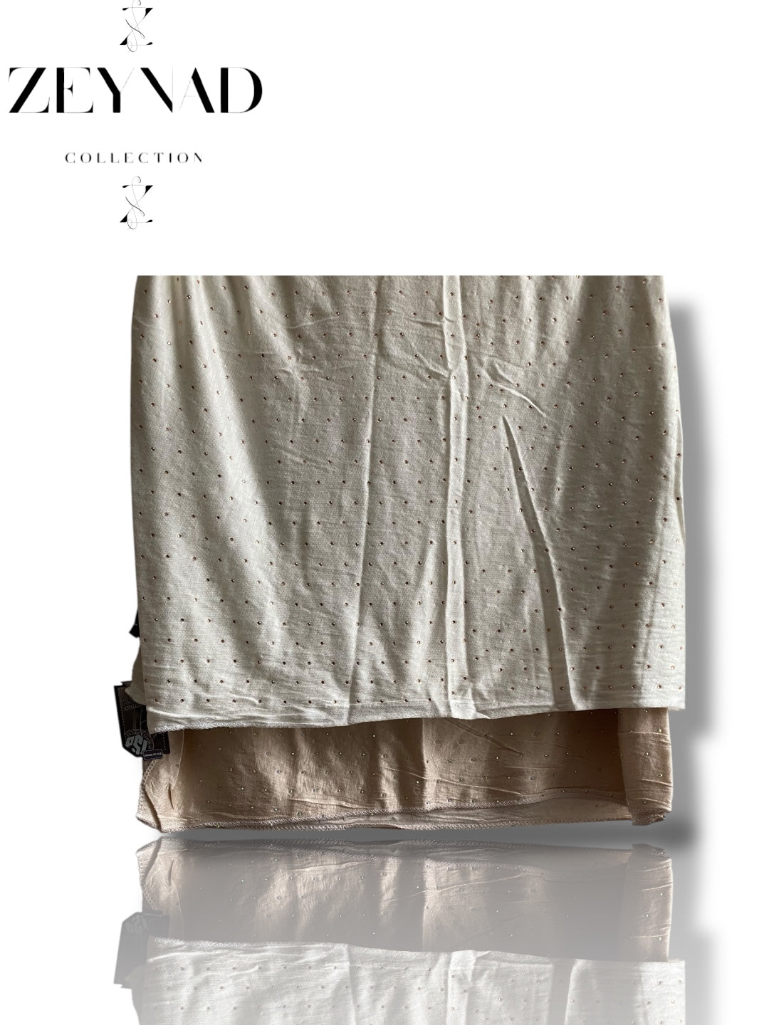 Light Beige & White Ombré Rhinestone Jersey Hijab