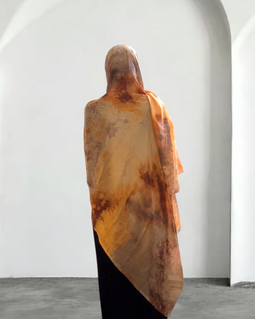 Blazing orange watercolor chiffon hijab