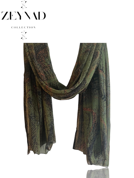 Sable tree & black lined chiffon hijab