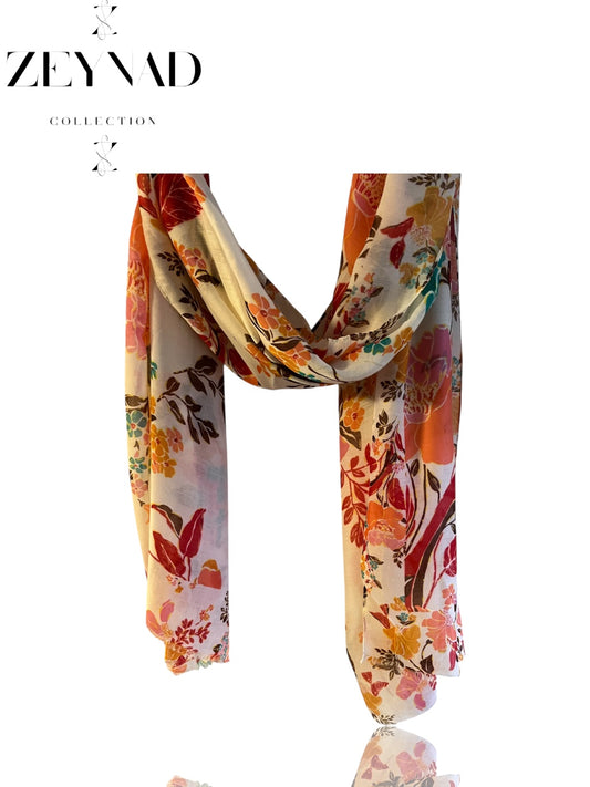 Orange & white pastel serenity modal hijab