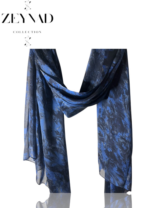 Dark Blue & Black Mixture Chiffon Hijab