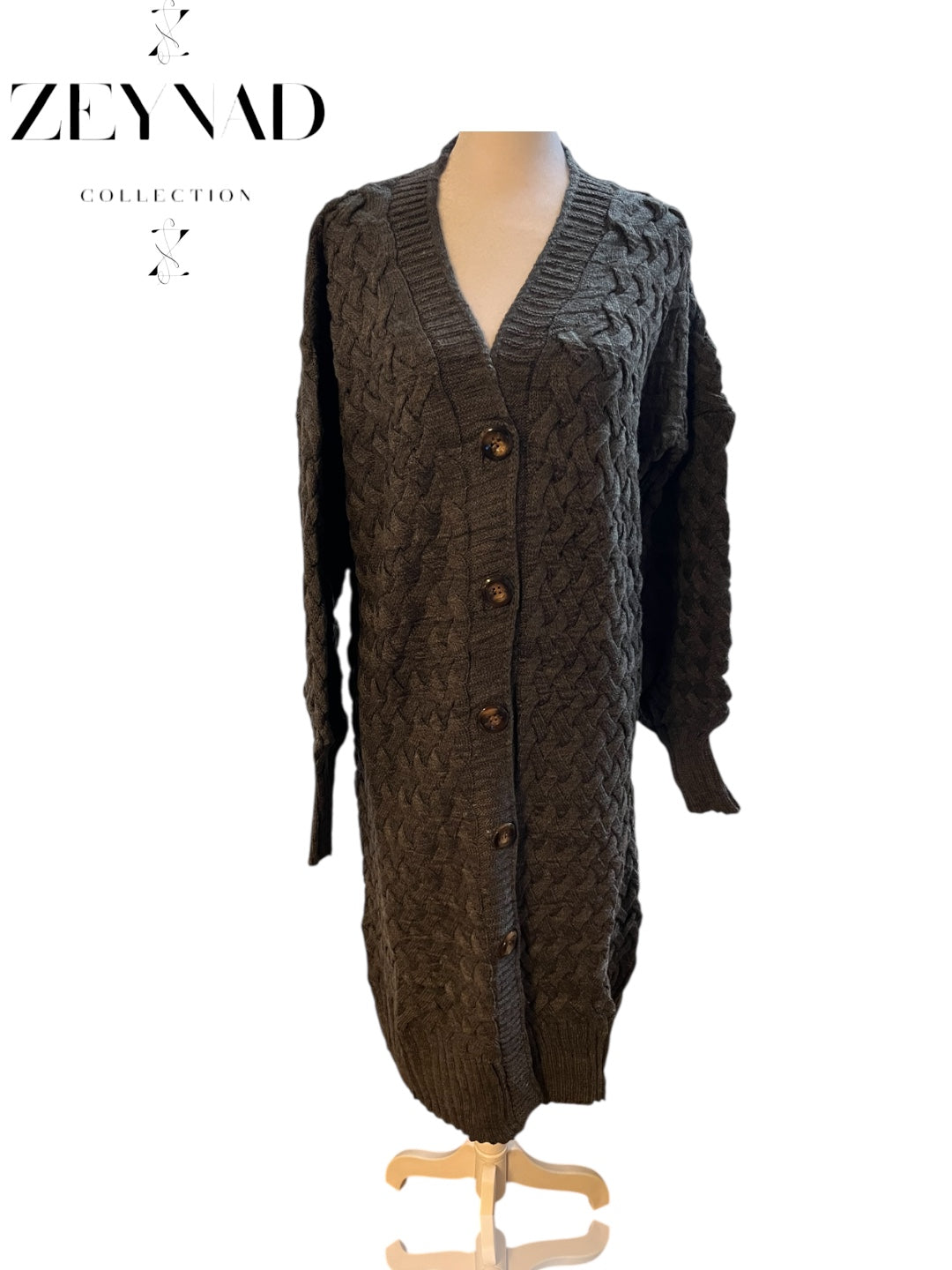 ZEYNAD buttoned grey mid-length cardigan