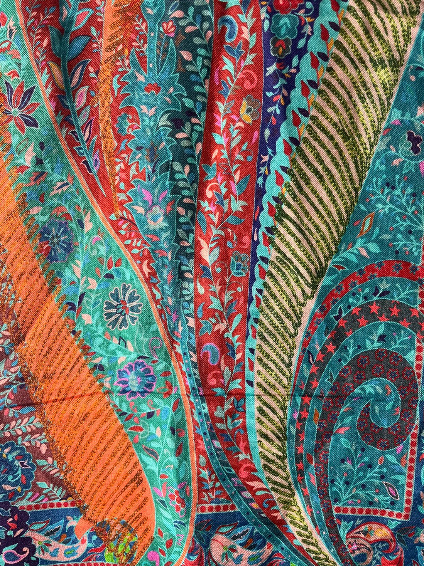 Blue & Orange End String Soft Hijab