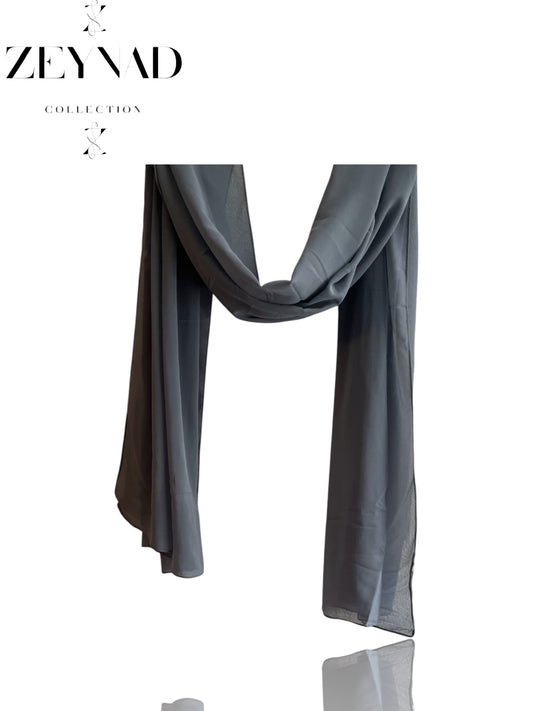 Plain grey chiffon hijab