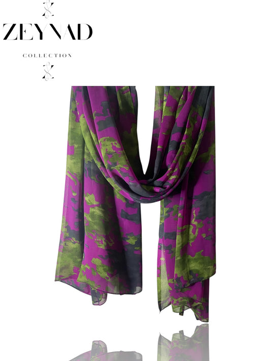 Sunshine purple & neon green flash chiffon hijab