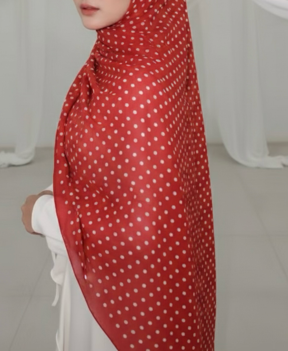 Crimson ZEYNAD polka dot print