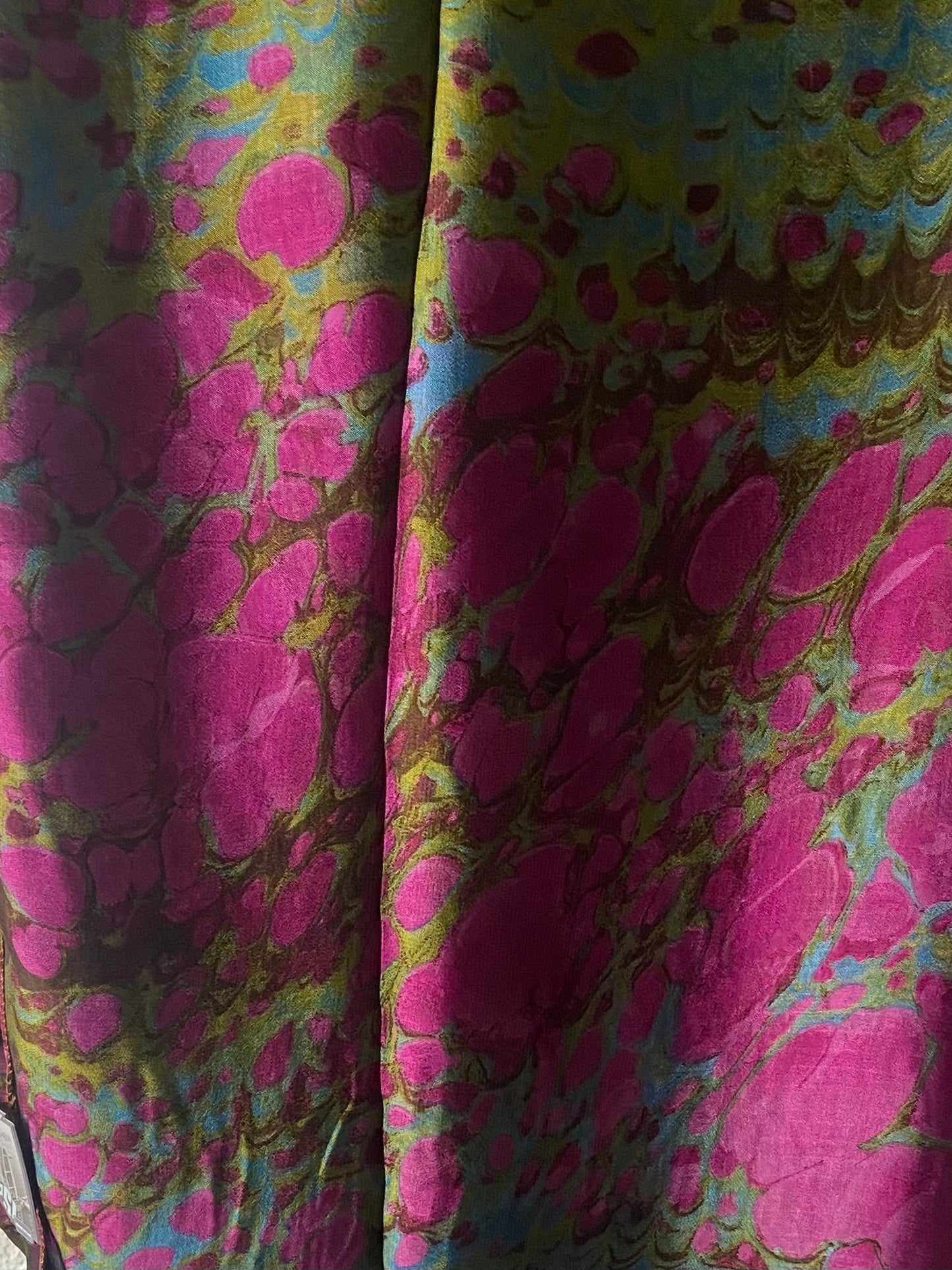Electric hot pink & neon green chiffon hijab