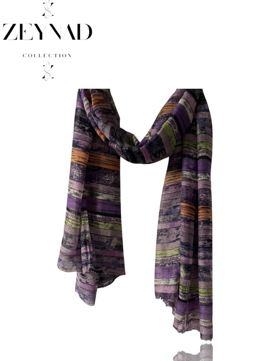 Purple & Orange lined modal hijab