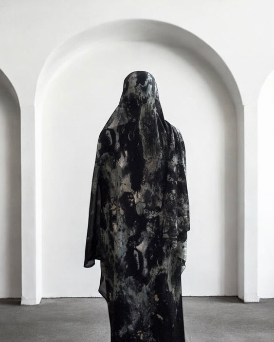 Summer static black & green chiffon hijab