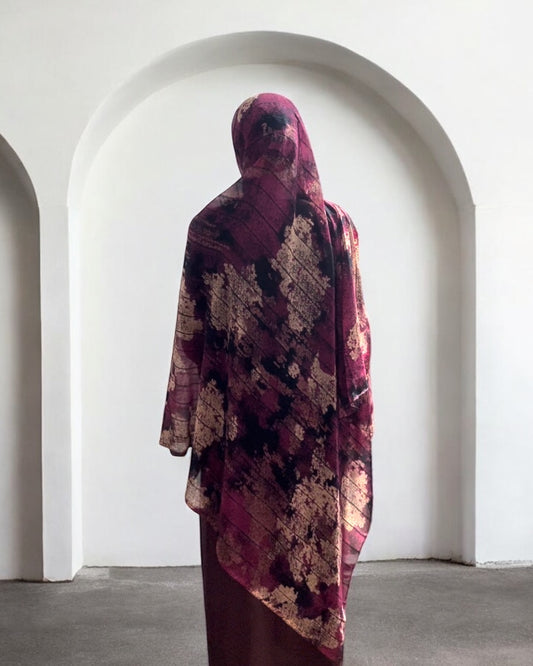 Fire Light Beige & Light Purple Mirage Chiffon Hijab