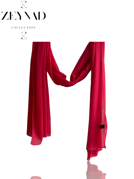 Plain red-pink chiffon hijab