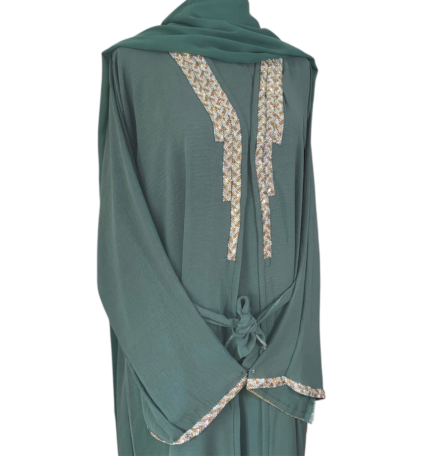 Pine Line (green) wave four piece Abaya