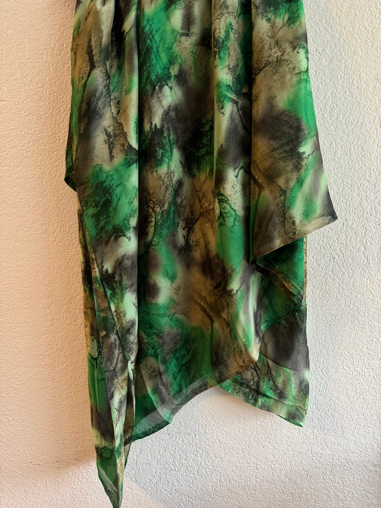 Blazing winter green watercolor chiffon hijab