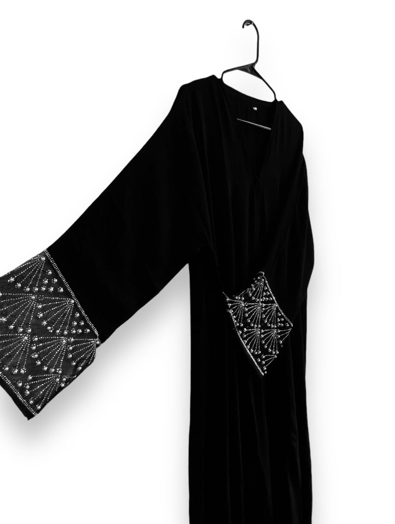 Ethereal pearl glow open Abaya