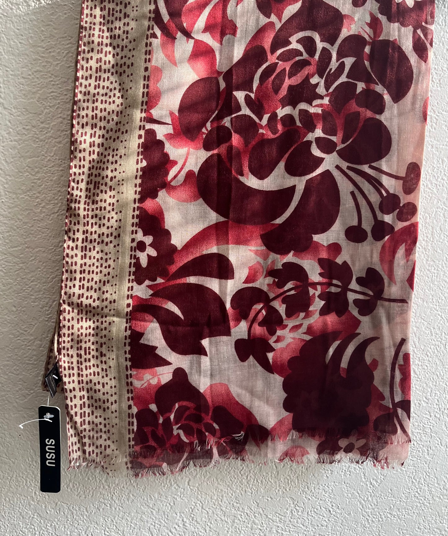 Light Pink & Red Dim Modal Hijab