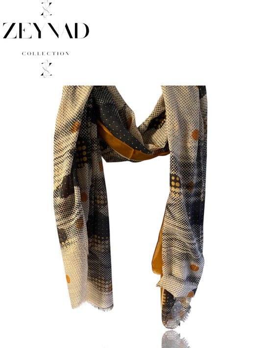 Grey & yellow dotted harmony modal hijab