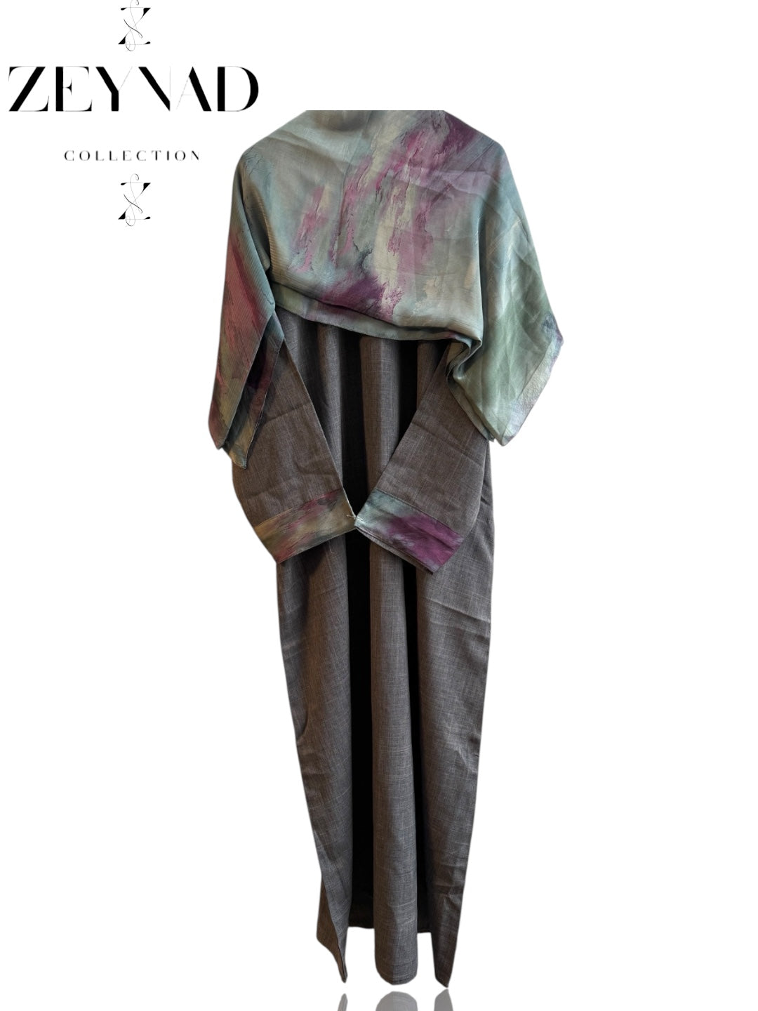 Starlight eternal grey & light washed lavender matching dress & hijab set