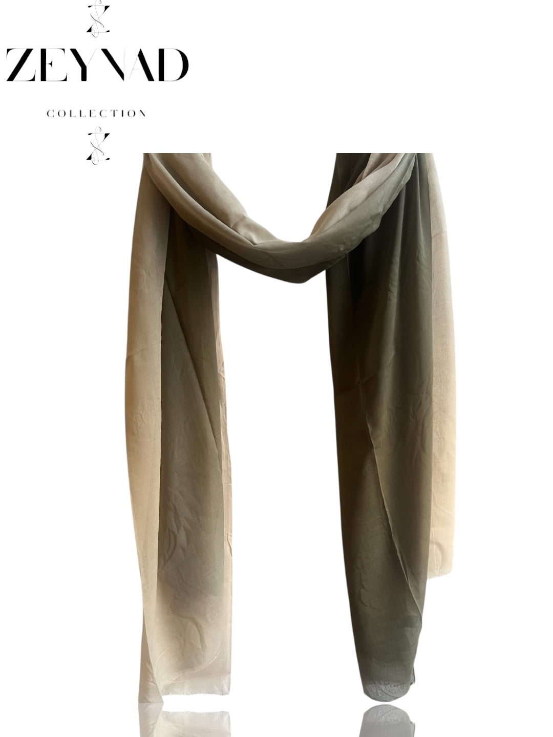 Gradient forest green & beige ombré modal hijab