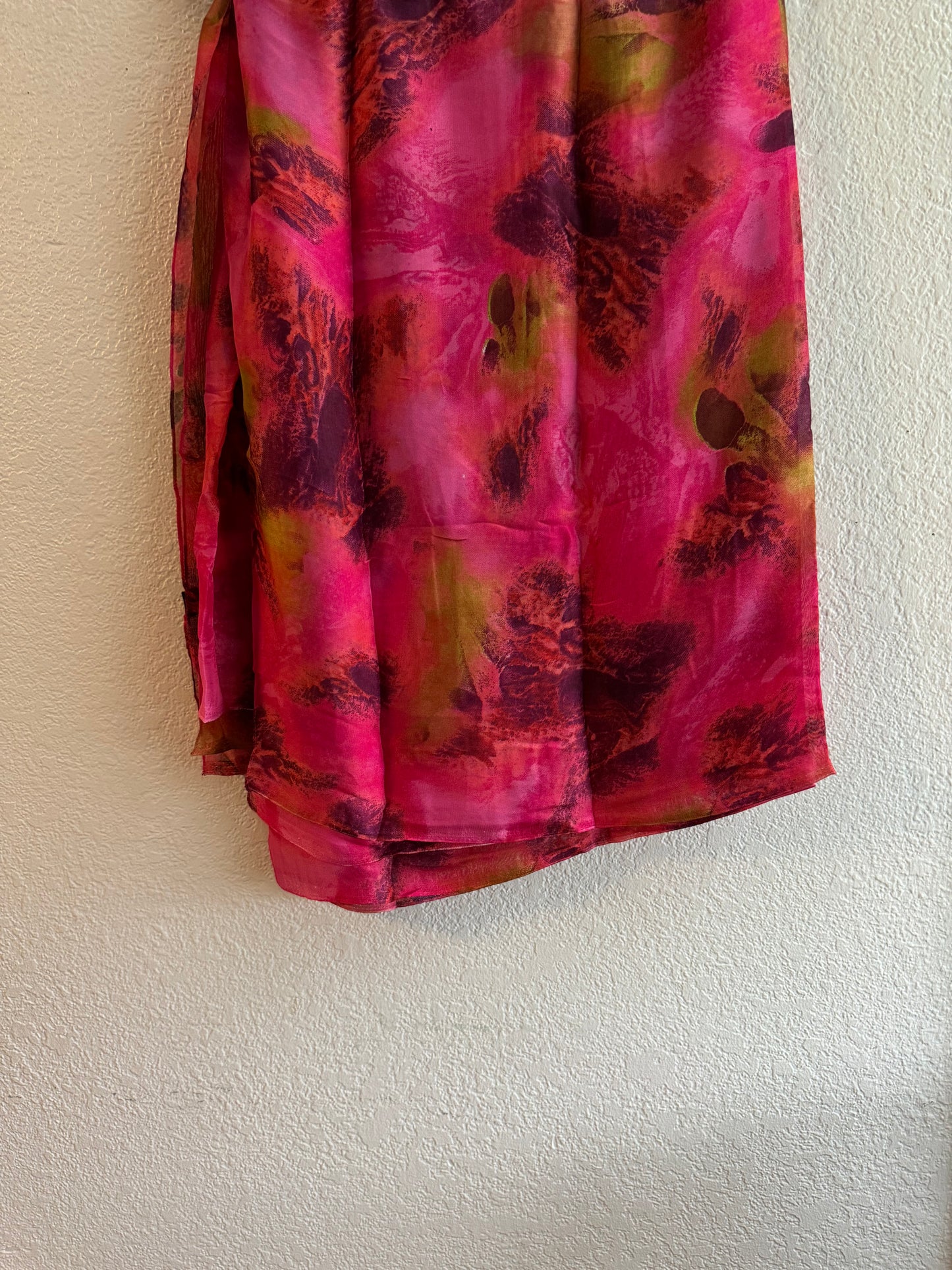 Blazing pink oceanic watercolor chiffon hijab