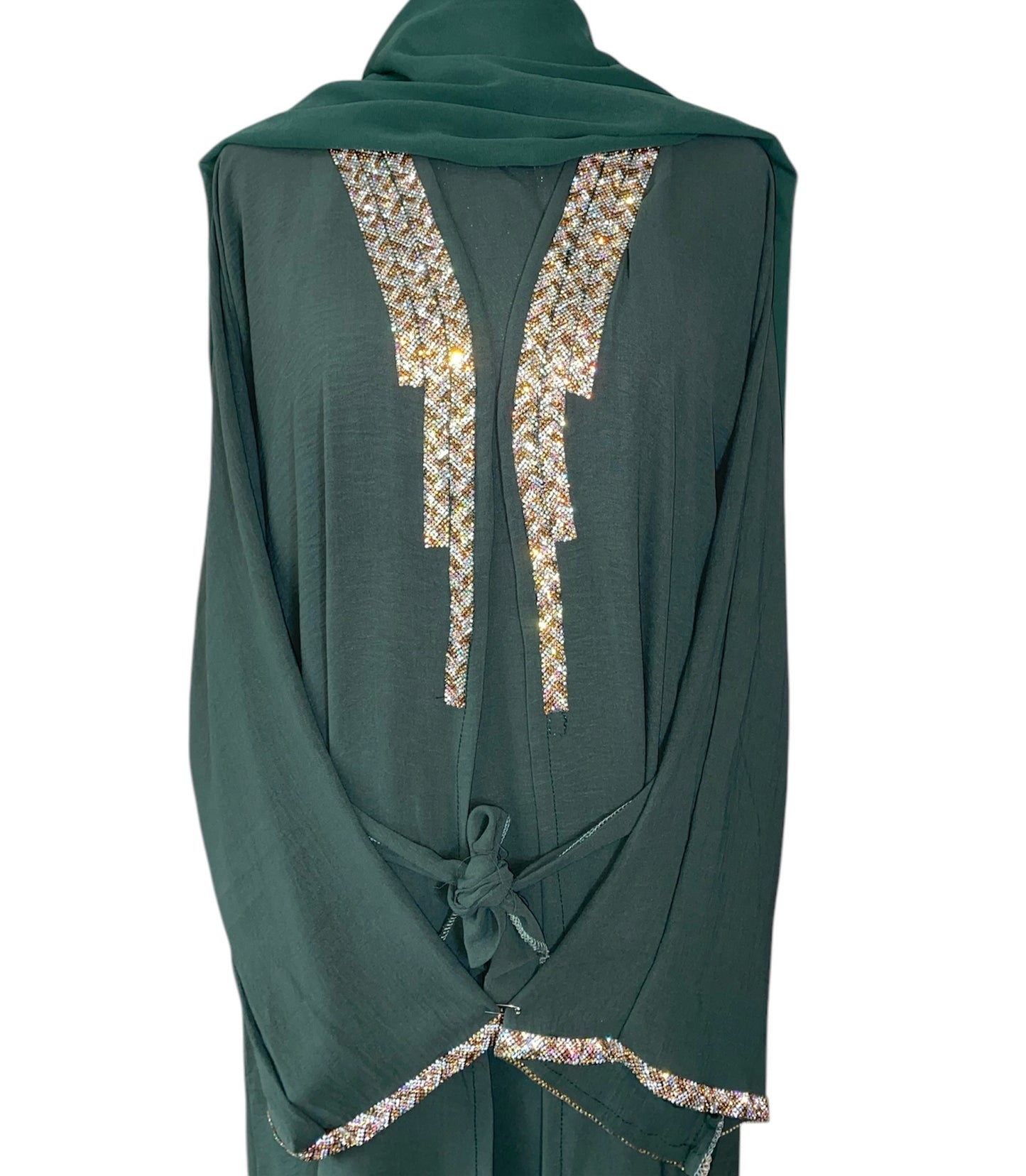 Pine Line (green) wave four piece Abaya
