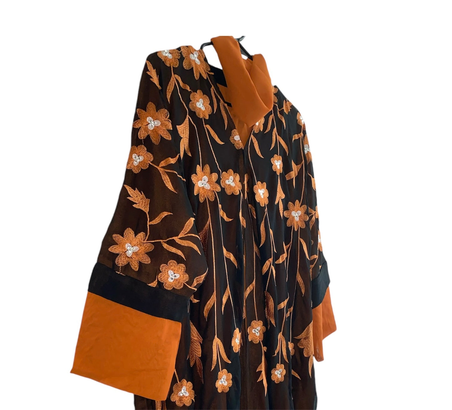 Handmade Orange open Chiffon Abaya