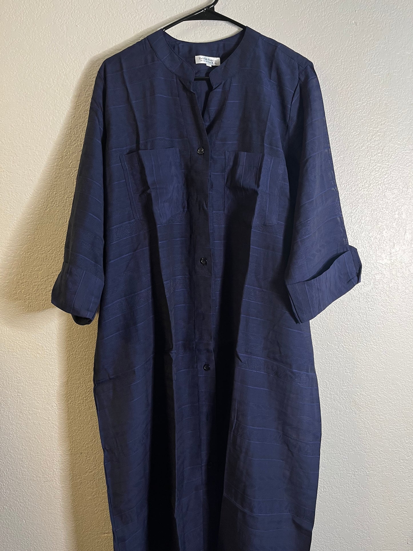 Buttoned Navy Blue Dress