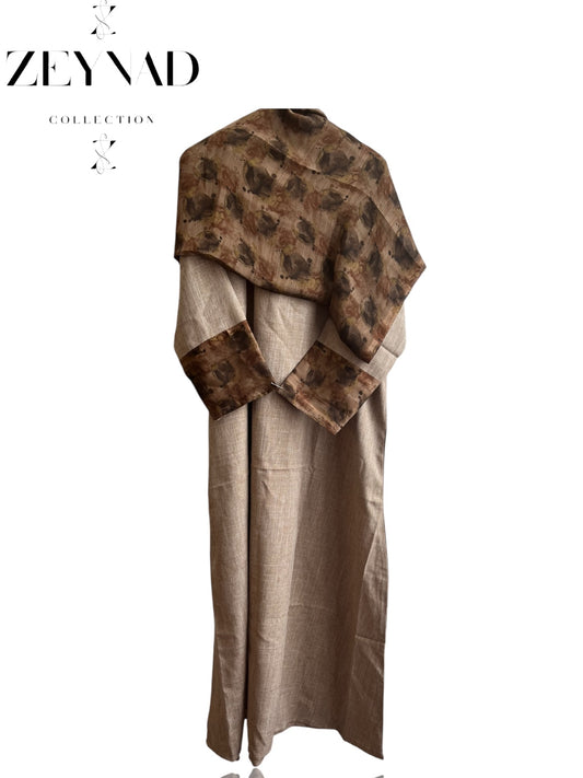 Intense beige dotted matching dress & hijab set