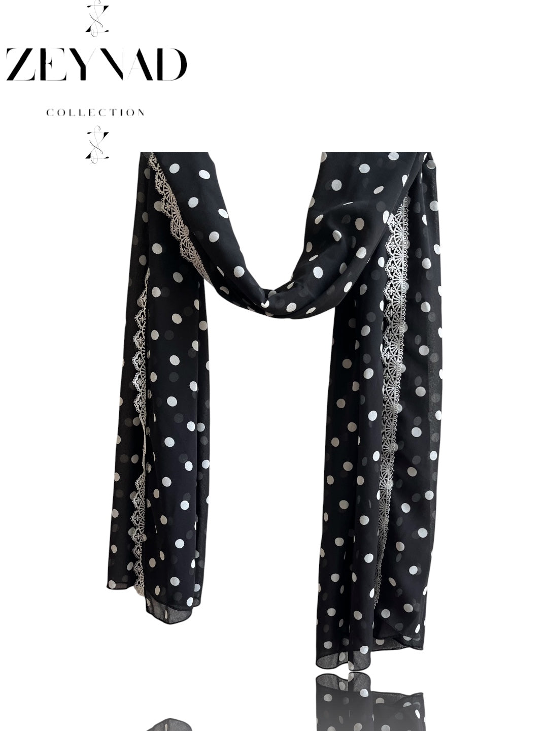 Midnight ZEYNAD polka dot lace hijab