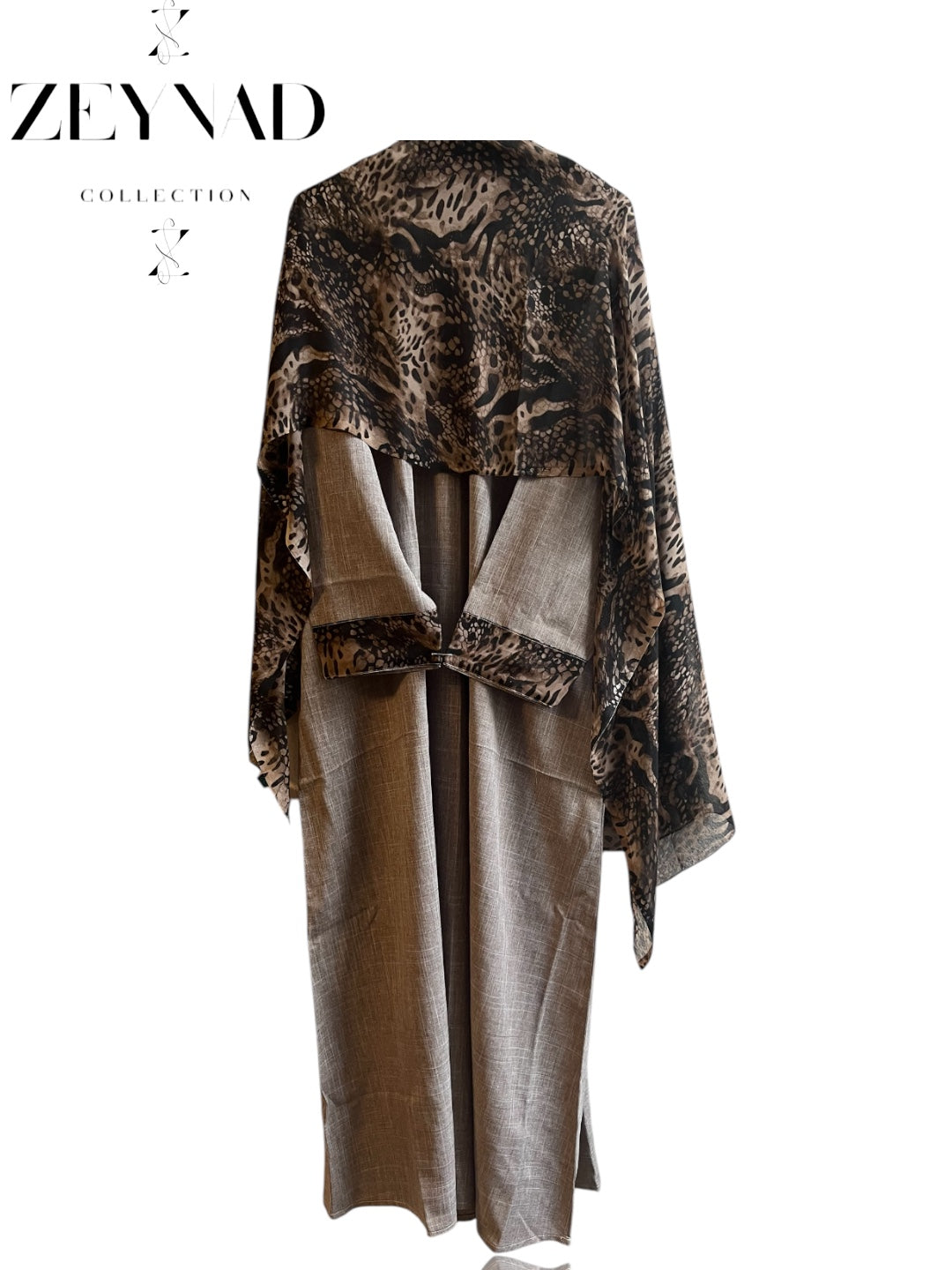 Light Brown & Faded Cheetah matching dress & hijab set