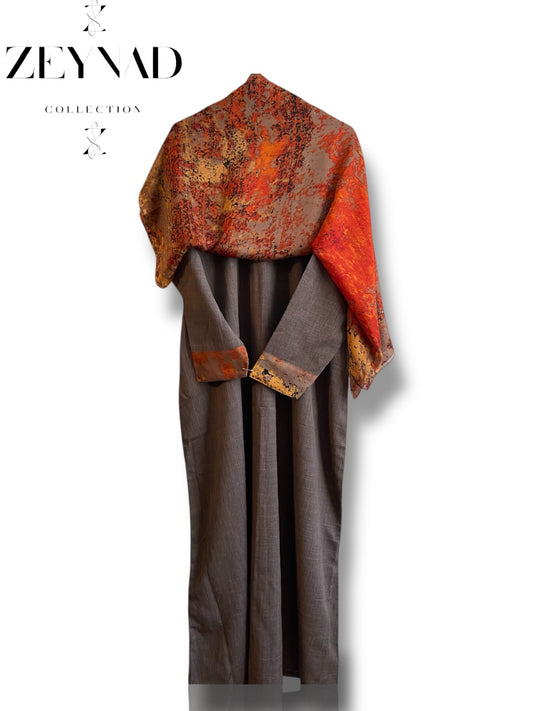 Fire Grey & Red matching dress & hijab set