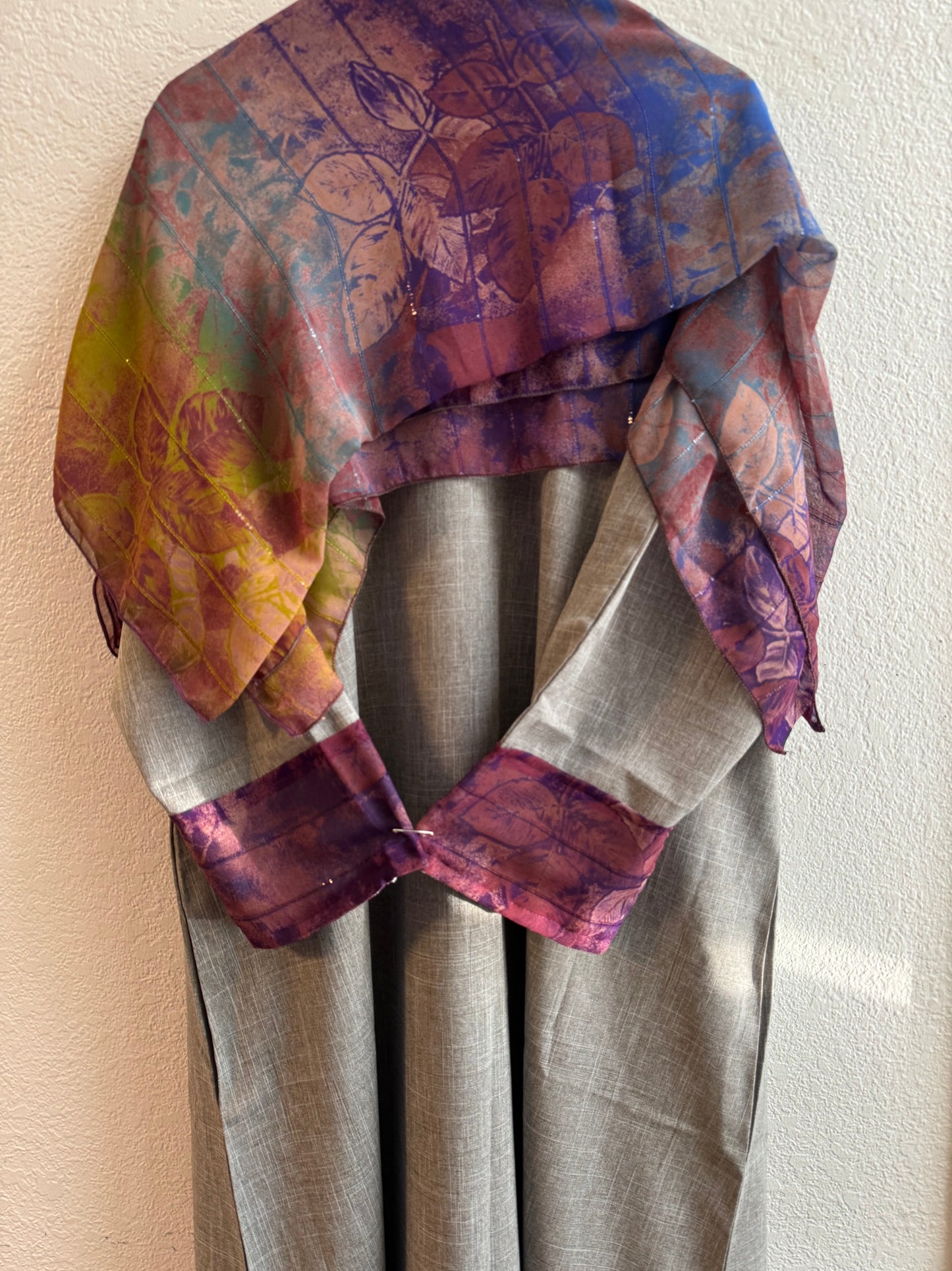 Starlight pink & yellow watercolor grey matching dress & hijab set