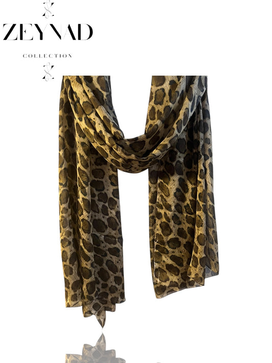 Limited Faint Light Golden Cheetah Print Hijab